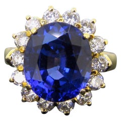 Tanzanite Diamonds Daisy Yellow Gold Cluster Cocktail Ring Tanzanite Diamonds Daisy Yellow Gold Cluster Cocktail Ring