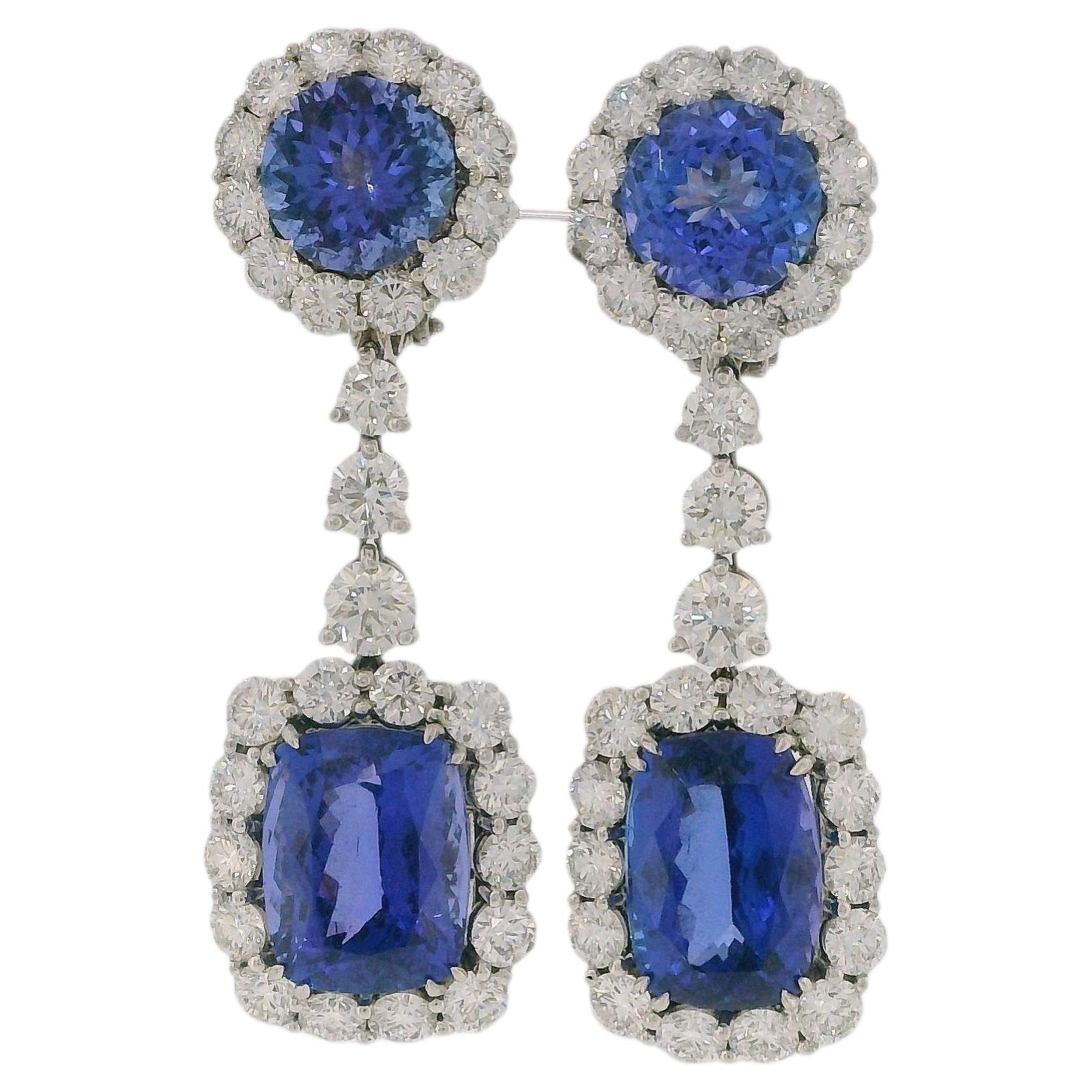 Orecchini con tanzanite e diamanti in platino
