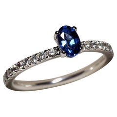 Tanzanite Diamonds Gold Ring Vivid Blue Oval Cut Engagement ring