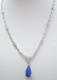 Tanzanite, Diamonds, White Gold Necklace.