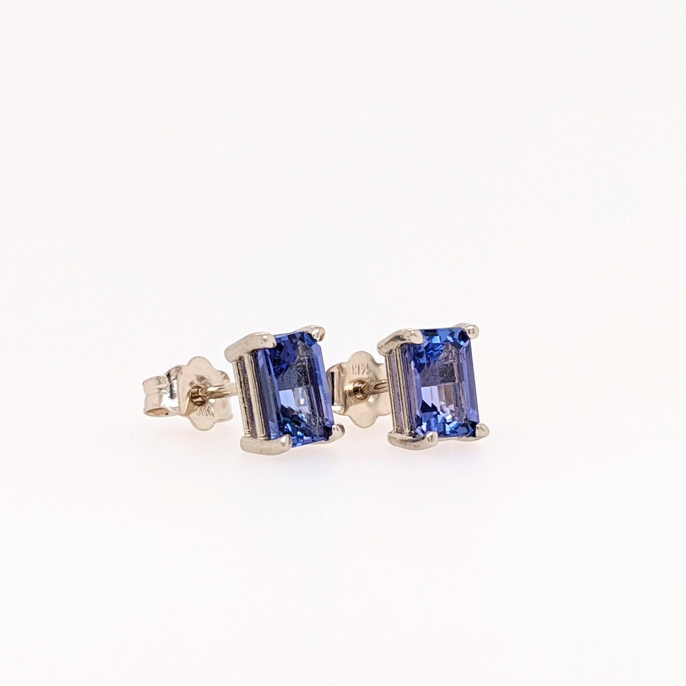 Gorgeous blue Tanzanite with a tinge of purple, these minimalist stud earrings are a great daily look! Available in solid 14k white, yellow or rose gold with push backings that click securely into place for easy and safe wear. 

Specifications:
