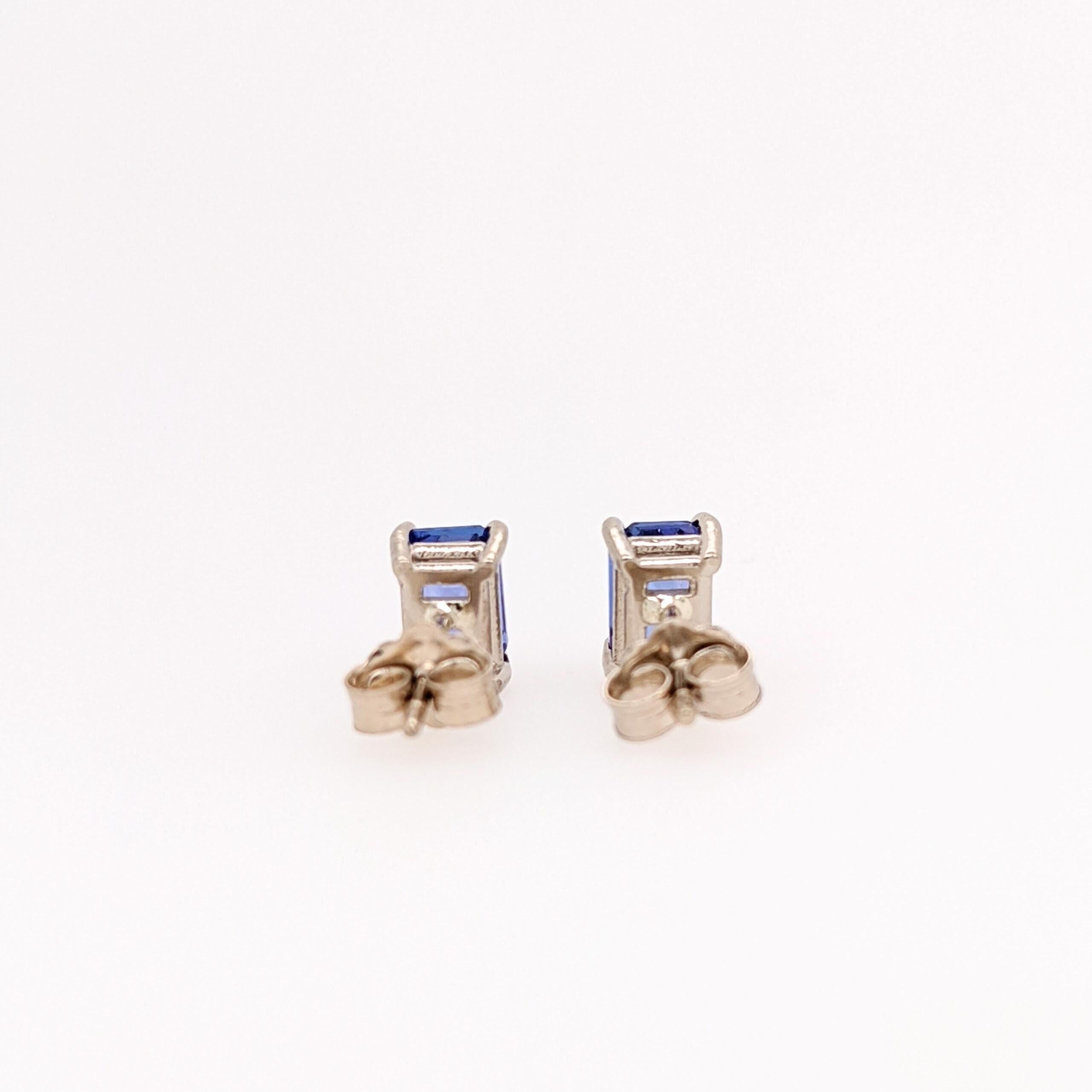 Tanzanite Earring Studs in 14K Solid White, Yellow or Rose Gold  Emerald Cut 6x4 In New Condition For Sale In Columbus, OH