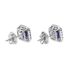 Tanzanite Earrings 3.32 Carat Square Emerald Cut