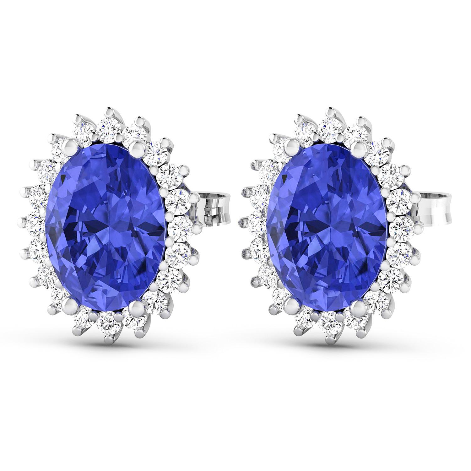 Contemporary Tanzanite Earrings Diamonds 2.55 Carats 14K White Gold For Sale