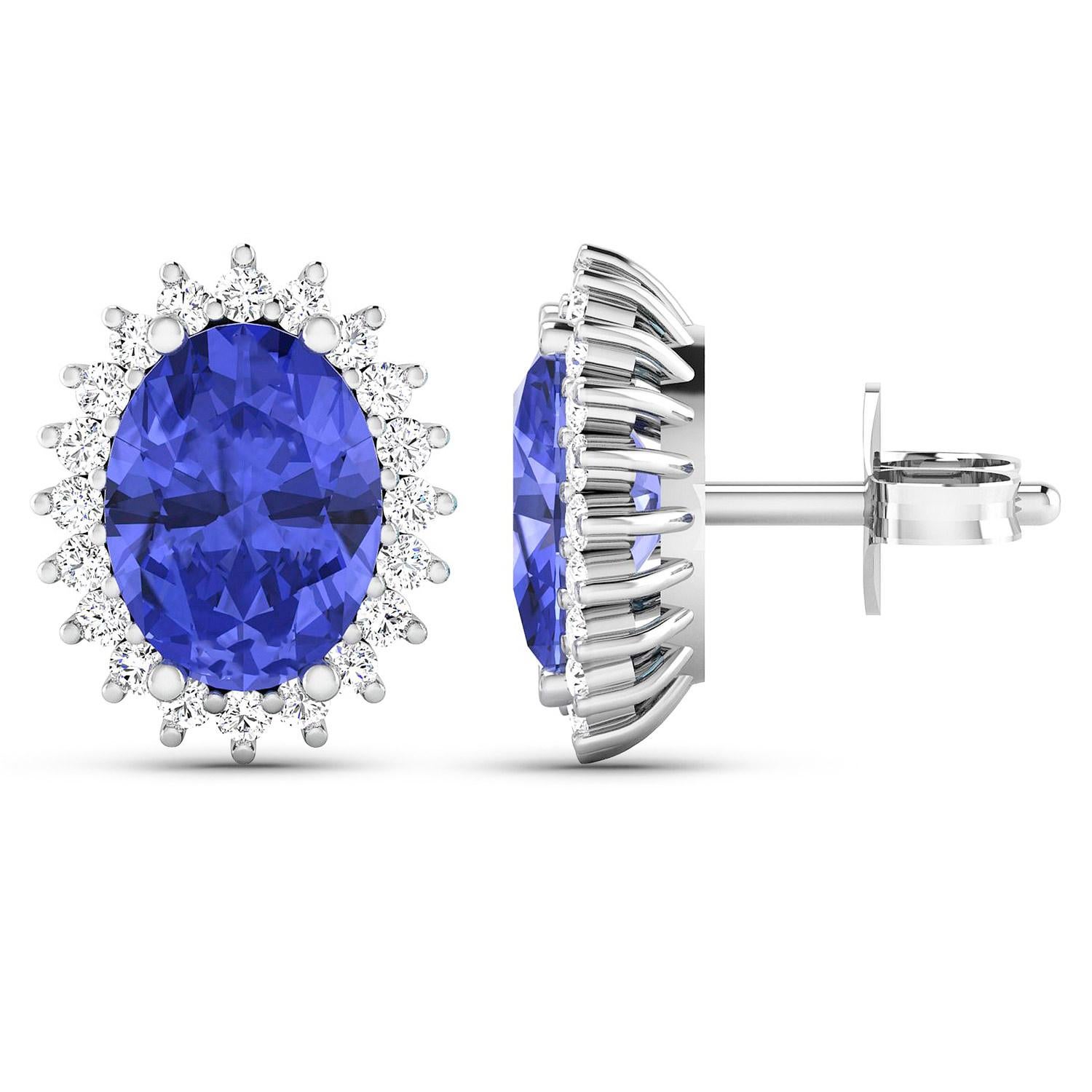 Tanzanite Earrings Diamonds 2.55 Carats 14K White Gold In Excellent Condition For Sale In Aliso Viejo, CA