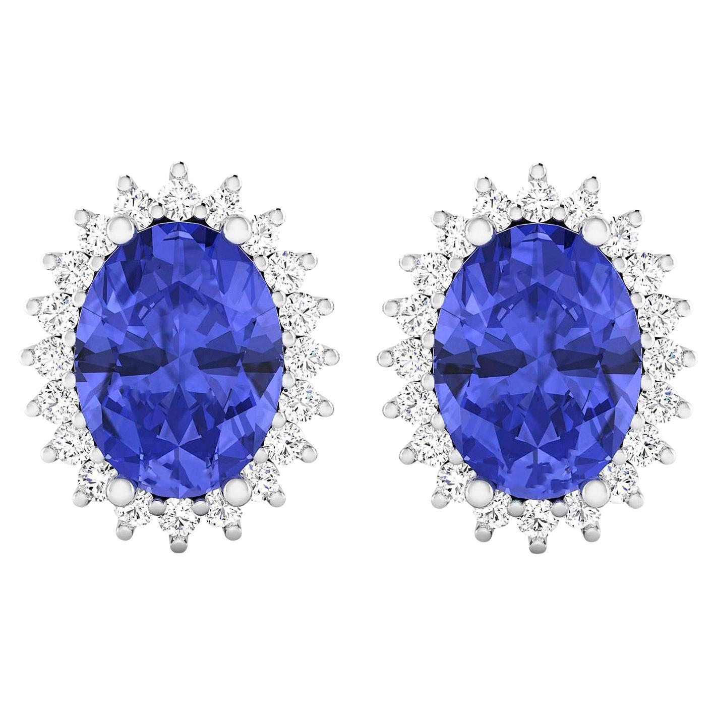 Tanzanite Earrings Diamonds 2.55 Carats 14K White Gold For Sale