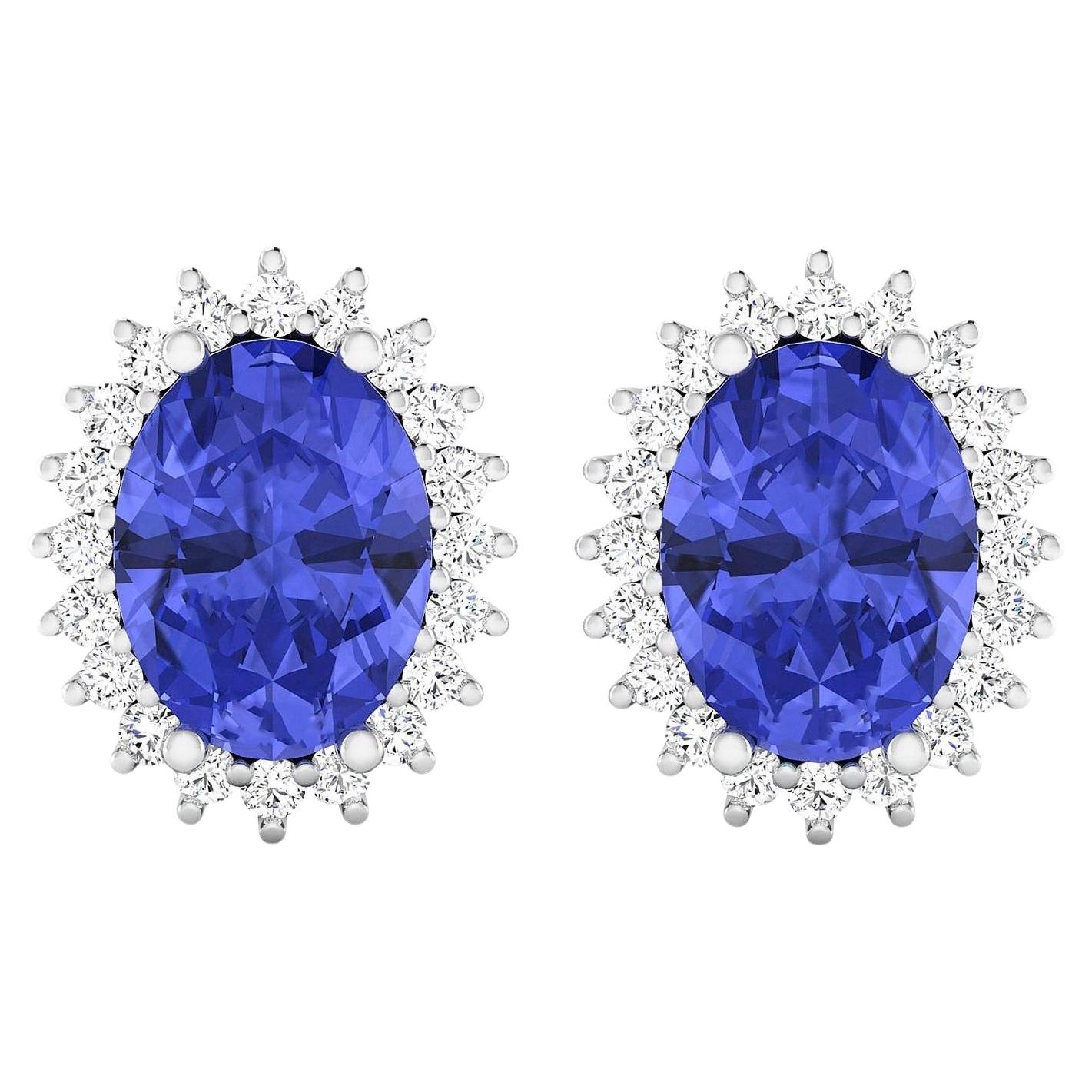 Tansanit-Ohrringe Diamanten 2,55 Karat 14K Weißgold