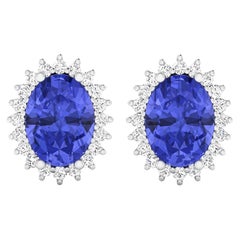 Tanzanite Earrings Diamonds 2.55 Carats 14K White Gold