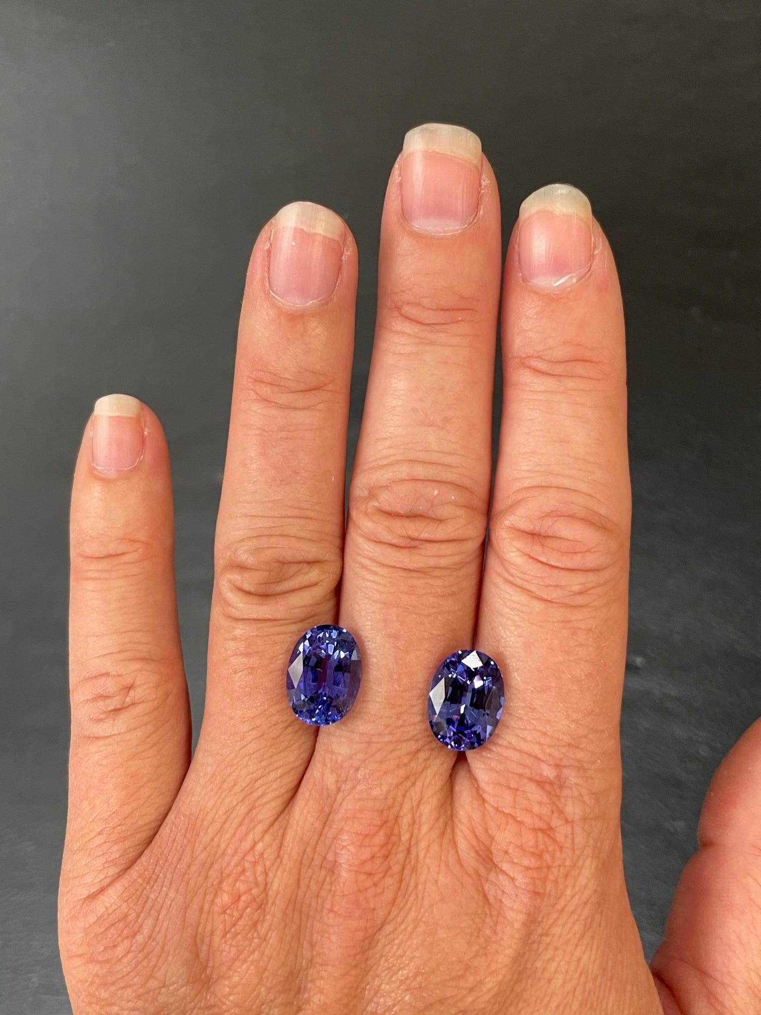 Lively pair of 10.26 carats total, Tanzanite oval gemstones, offered loose for earrings.
Returns are accepted and paid by us within 7 days of delivery.
We offer supreme custom jewelry work upon request. Please contact us for more details.
For your