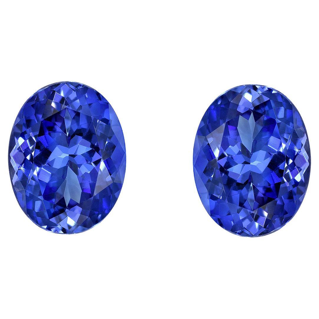 Tanzanite Earrings Gemstone Pair 4.64 Carat Unset Oval Loose Gems