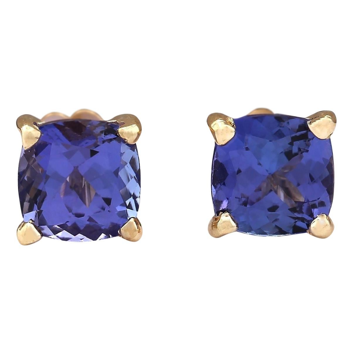 Tanzanite Earrings In 14 Karat Yellow Gold In New Condition For Sale In Los Angeles, CA