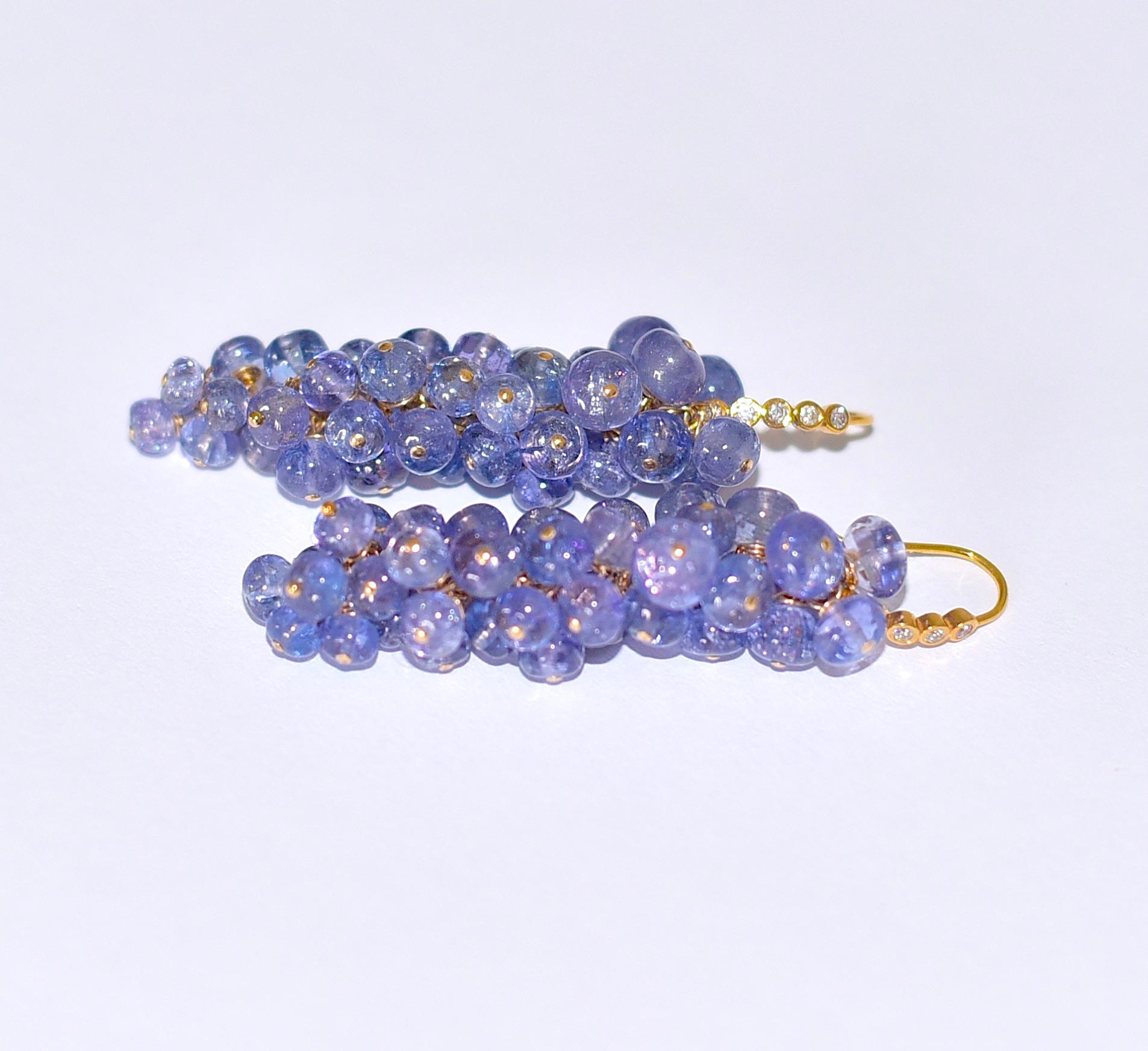 Tanzanite Earrings in 14K Solid Yellow Gold In New Condition In Astoria, NY