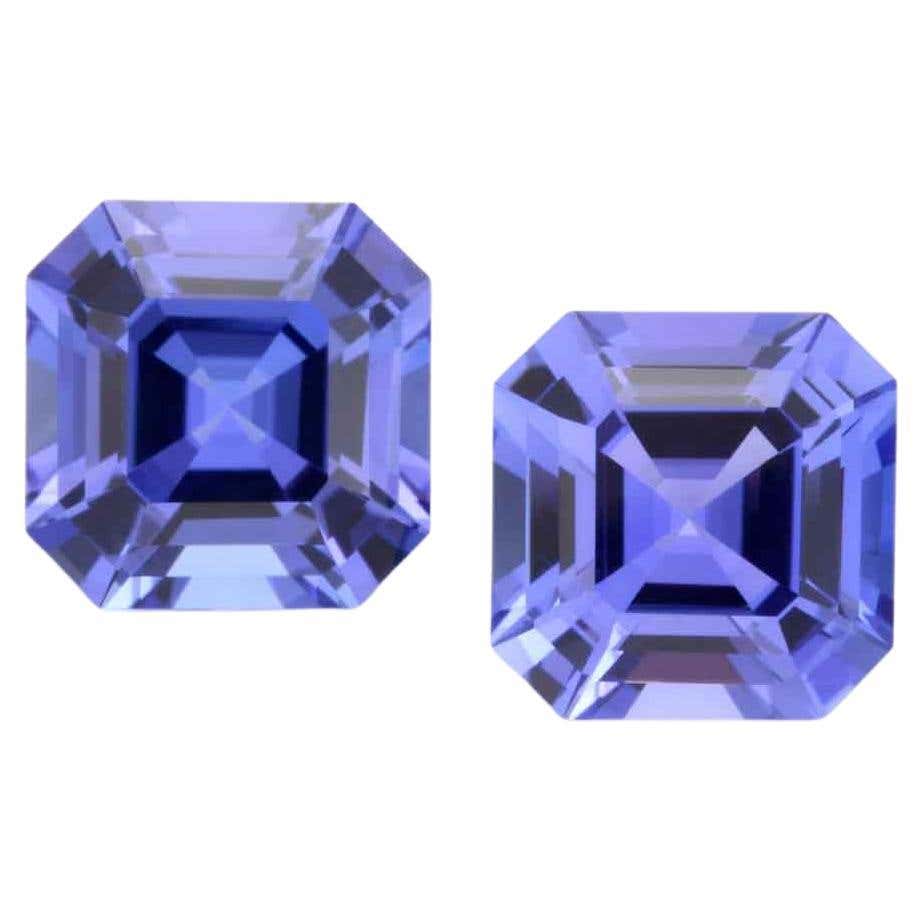 Tanzanite Earrings Loose Gemstones 3.34 Carat Square Octagons For Sale ...
