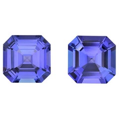 Boucles d'oreilles Tanzanite Pierres précieuses 3.34 Carat Square Octagons