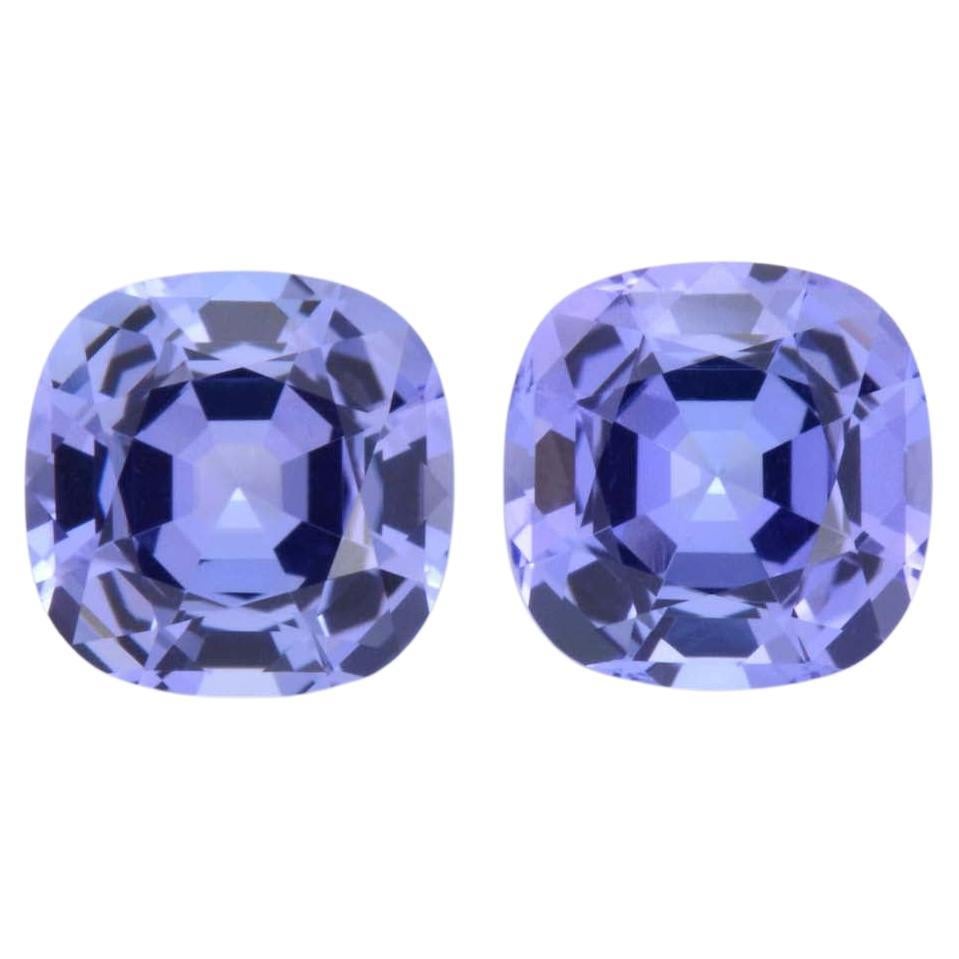 Tanzanite Earrings Loose Gemstones 4.04 Carats Unmounted Cushion For Sale
