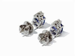 Tanzanite Earrings with Diamonds, 750 White Gold Studearings