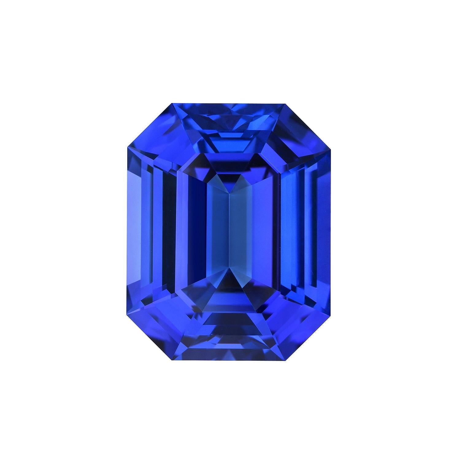 Contemporary Tanzanite Ring Gem 18.80 Carat Emerald Cut Loose Gemstone