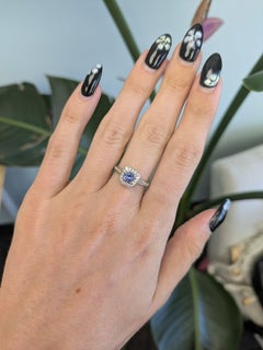 Tanzanite Estate Ring with Natural Diamond Accents: Solid 14K Gold, Round 5mm