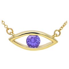 Tanzanite Evil Eye 14 Karat Purple December Birthstone Necklace