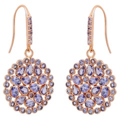 Tanzanite Floral Chandelier Drop Earring in Sterling Silver with Topaz