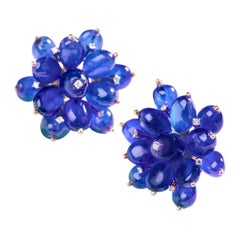 Boucles d'oreilles fleur en or 14 carats et tanzanite avec diamants