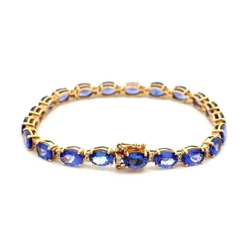 Pulsera de tanzanita y diamantes en línea de tenis vintage de oro Corte mixto en venta