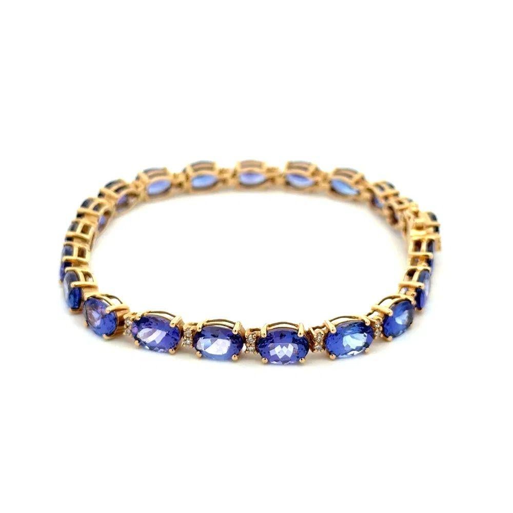 Pulsera de tanzanita y diamantes en línea de tenis vintage de oro en Excelente estado para la venta en Montreal, QC
