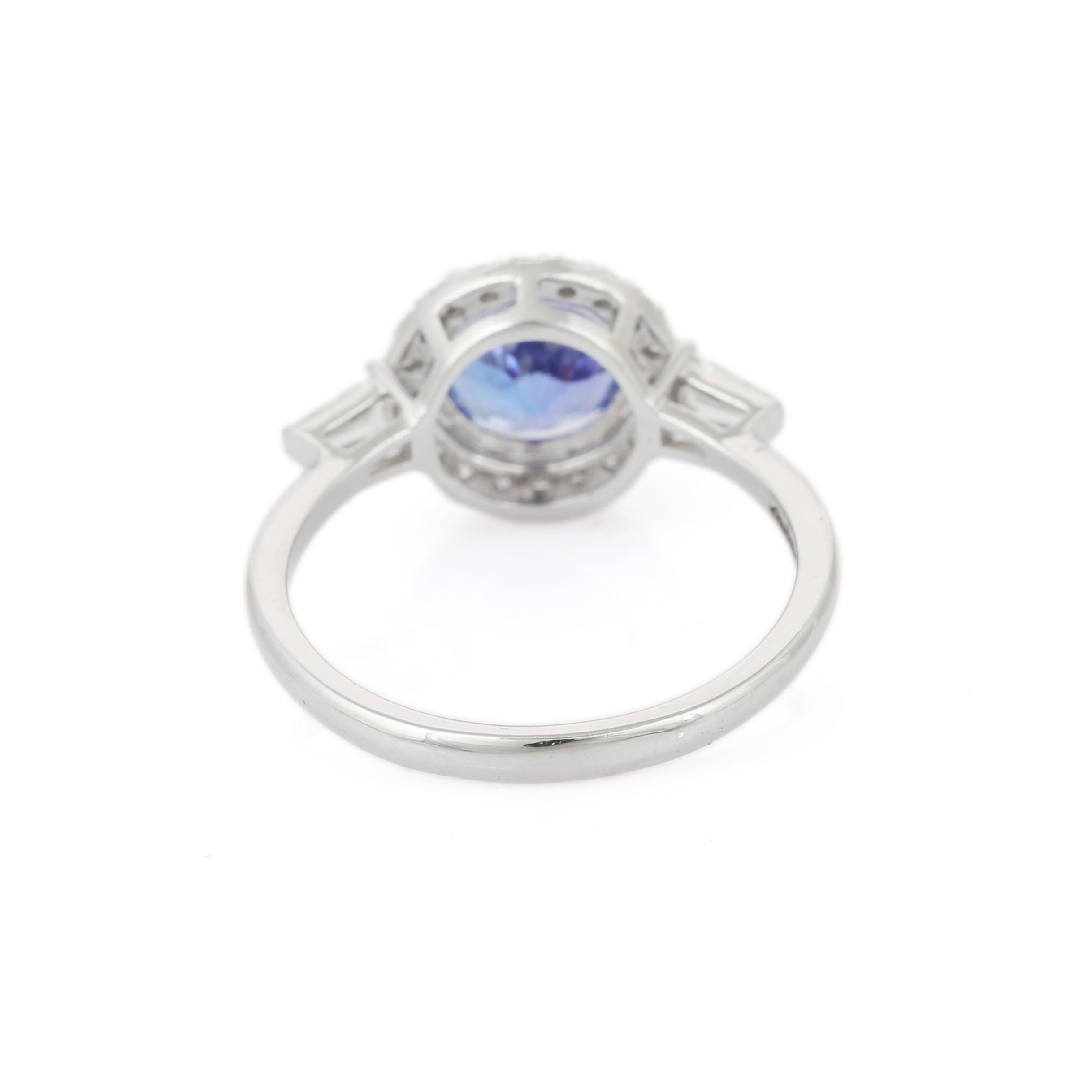 For Sale:  Tanzanite and Diamond Ring in 18k Solid White Gold  3