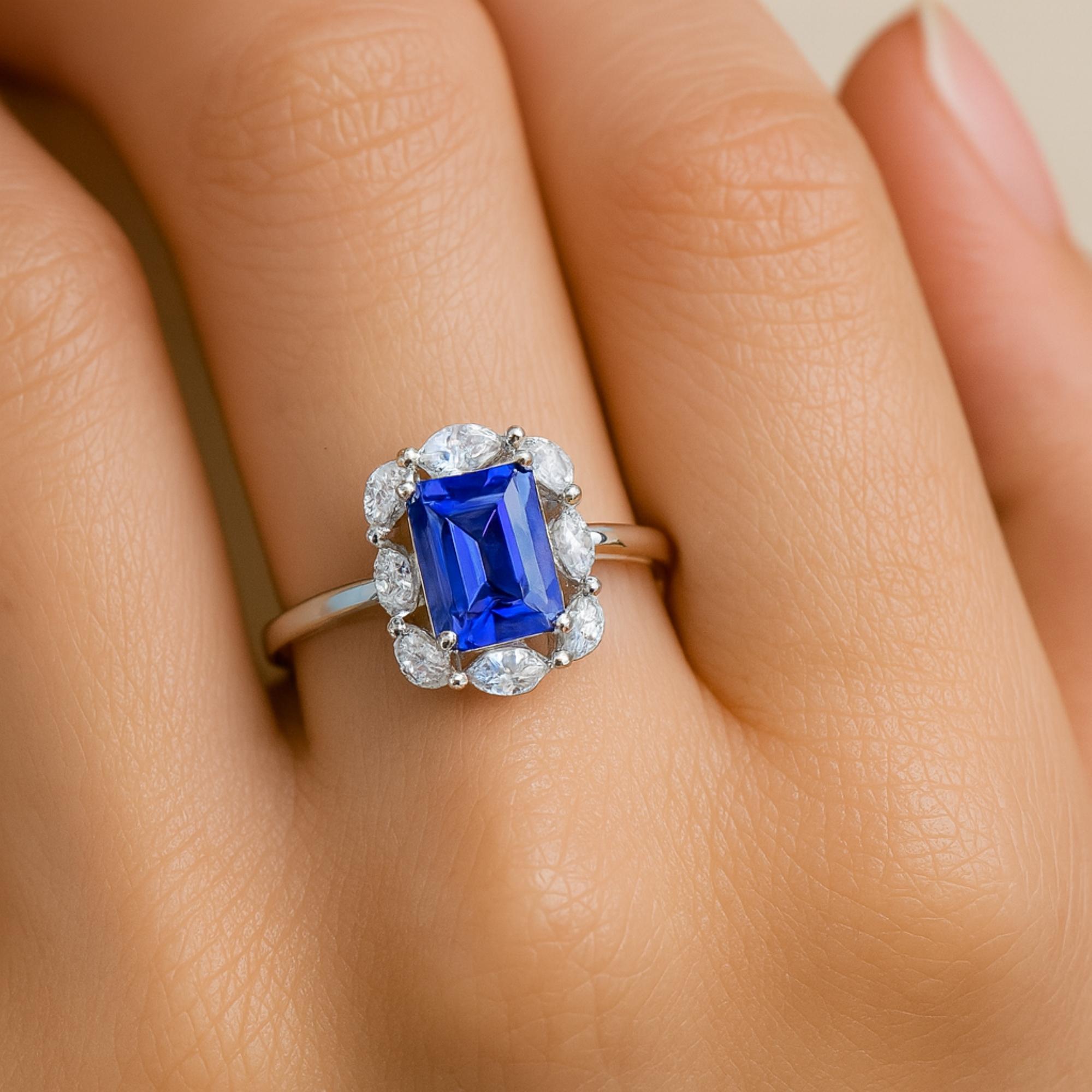 in vendita:  Anello cocktail con pietra tanzanite e diamante marquise Gioielli in oro bianco 18 carati 2