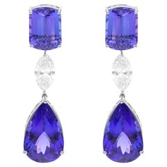 Orecchini pendenti con gemma tanzanite SI/H Marquise Diamond in oro bianco 10 carati