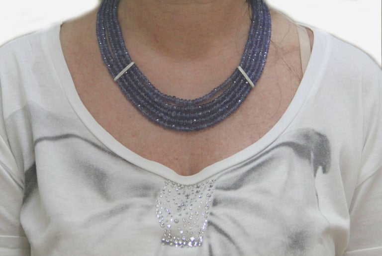 Tanzanite Gold Choker Necklace For Sale at 1stdibs