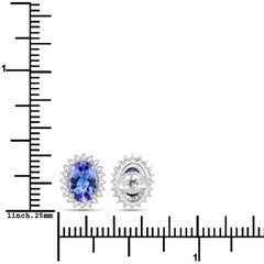 Tanzanite Gold Earrings, 14 Karat Gold Tanzanite & Diamond Earrings, 1.50 Carat