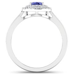 Tanzanite Gold Ring, 14 Karat Gold Tanzanite and Diamond Ring, 0.91 Carat