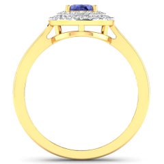 Tanzanite Gold Ring, 14 Karat Gold Tanzanite and Diamond Ring, 0.91 Carat