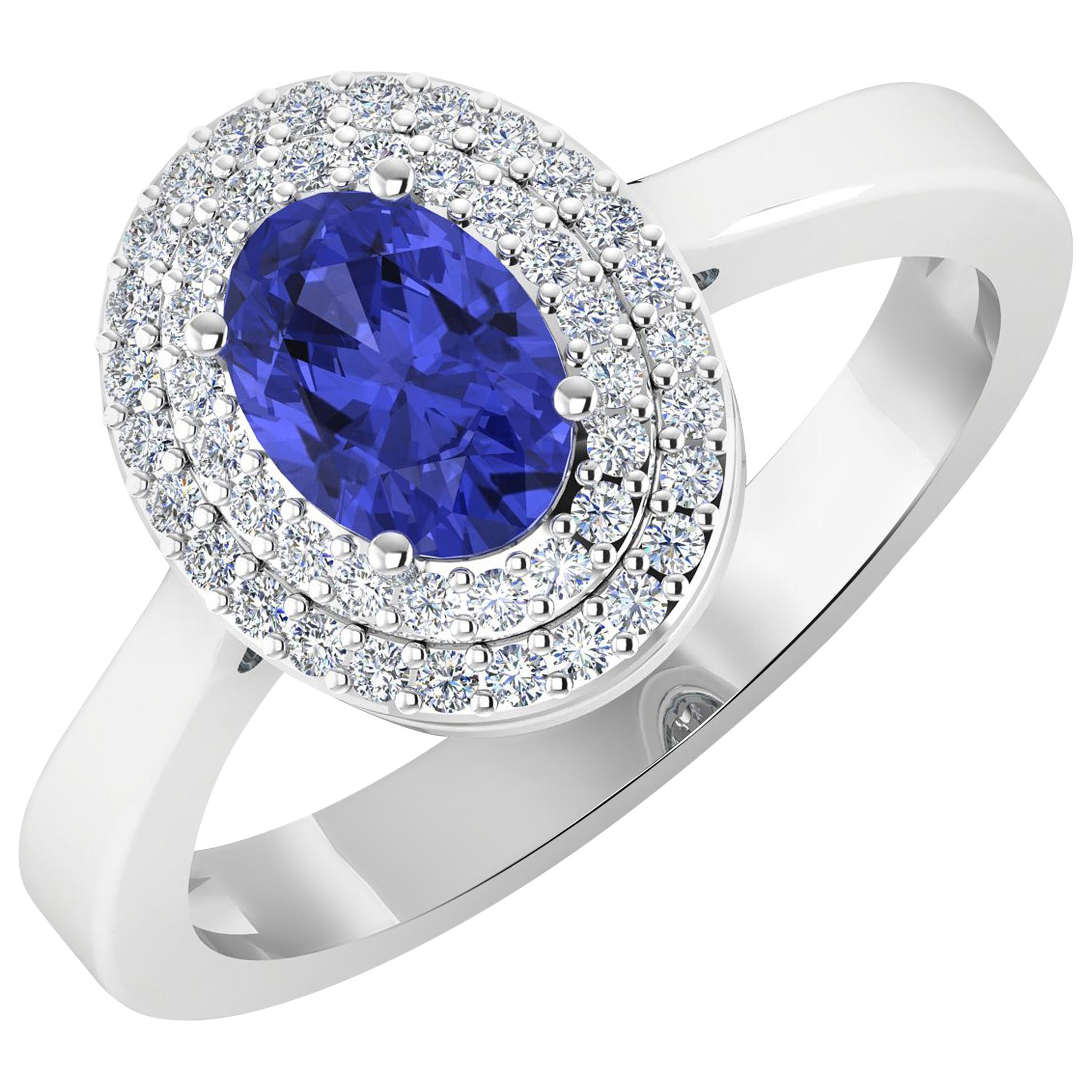 Tanzanite Gold Ring, 14 Karat Gold Tanzanite and Diamond Ring, 0.91 Carat For Sale