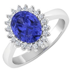 Tanzanite Gold Ring, 14 Karat Gold Tanzanite and Diamond Ring, 1.34 Carat