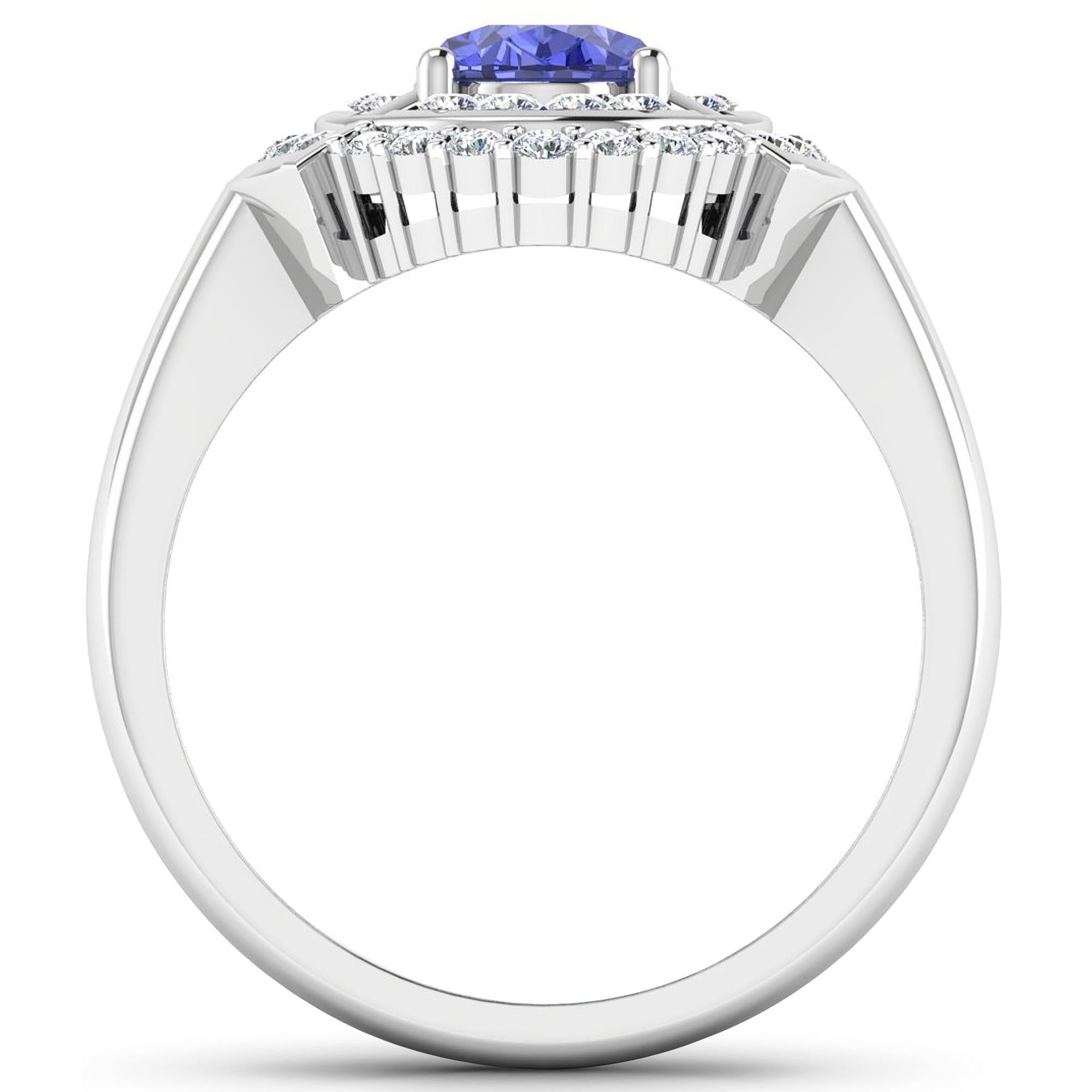 Tanzanite Gold Ring, 14Kt Gold Tanzanite & Diamond Engagement Ring, 1.62ctw.

Flaunt yourself with this 14K White Gold Tanzanite & White Diamond Engagement Ring. The setting is inlaid with 38 accented full-cut White Diamond round stones for a total