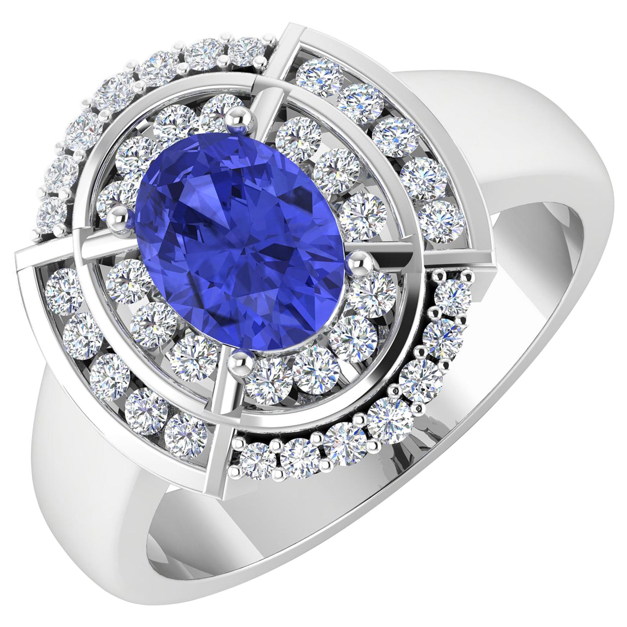 Tanzanite Gold Ring, 14 Karat Gold Tanzanite and Diamond Ring, 1.62 Carat For Sale