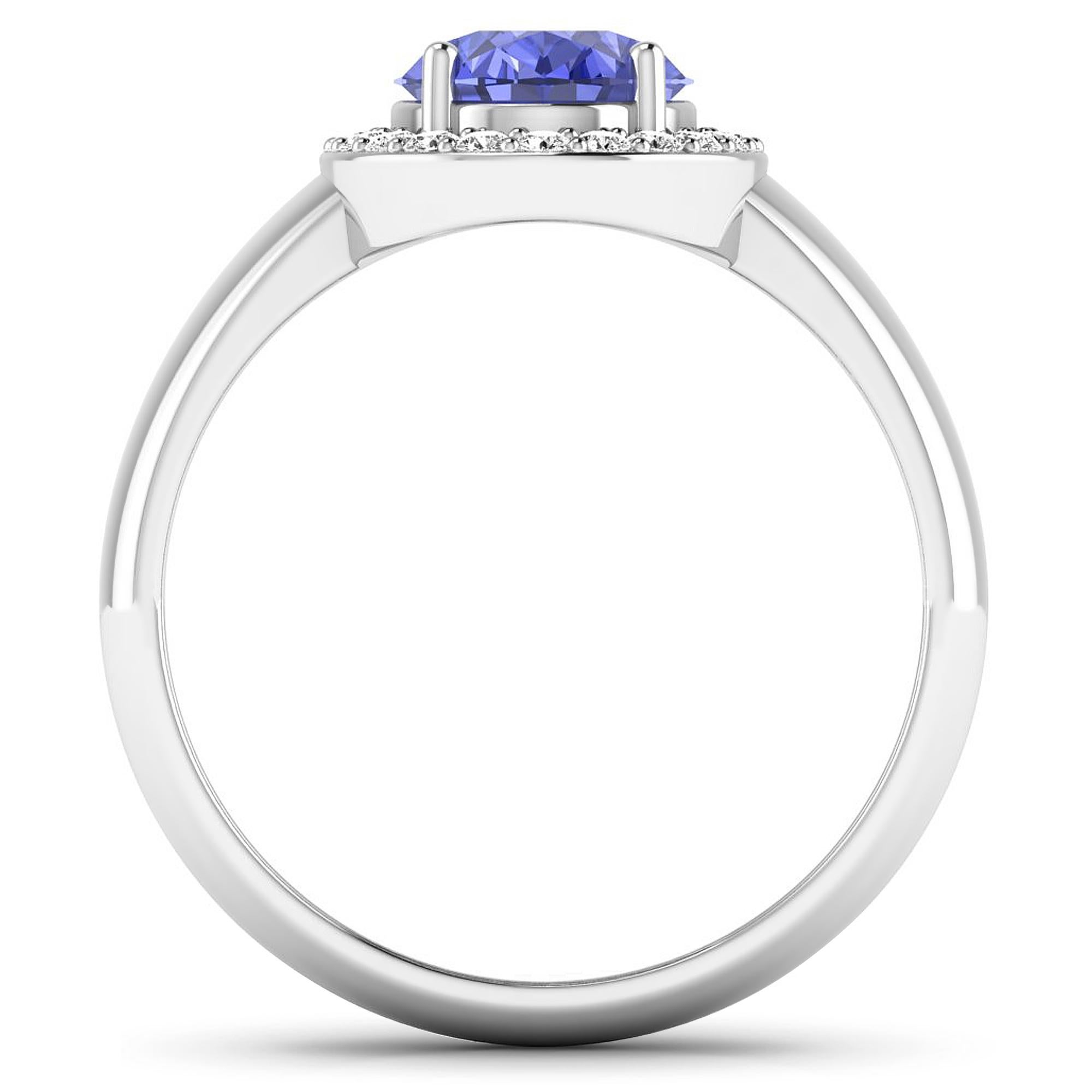 Tanzanite Gold Ring, 14Kt Gold Tanzanite & Diamond Engagement Ring, 1.82ctw.

Flaunt yourself with this 14K White Gold Tanzanite & White Diamond Engagement Ring. The setting is inlaid with 22 accented full-cut White Diamond round stones for a total