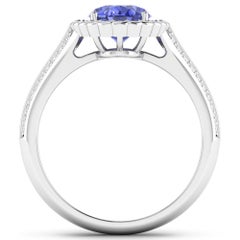 Tanzanite Gold Ring, 14 Karat Gold Tanzanite and Diamond Ring, 2.02 Carat