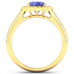 Tanzanite Gold Ring, 14 Karat Gold Tanzanite and Diamond Ring, 2.02 Carat