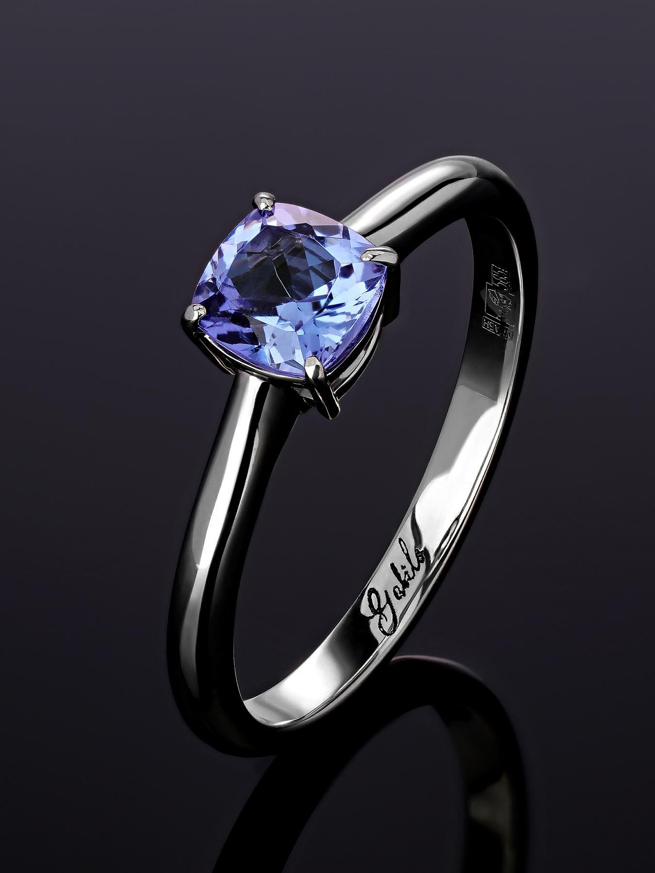 14K white gold ring with natural Tanzanite mixed cushion-cut
tanzanite origin - Tanzania
colour: purple-blue (V 5/2-B 5/2, colour is described by GIA colored stone grading)
transparency: VVS
stone measurements - 0.16 х 0.2 х 0.2 in / 4 х 5 х 5