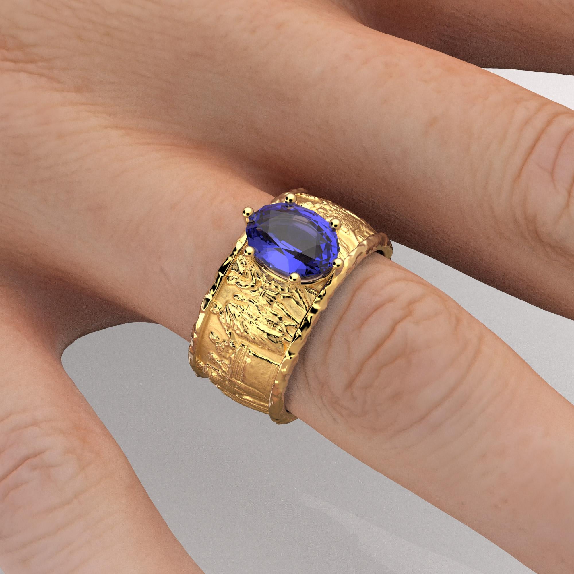 For Sale:  Tanzanite Gold Ring in 14k Solid Gold by Oltremare Gioielli Made in Italy 4
