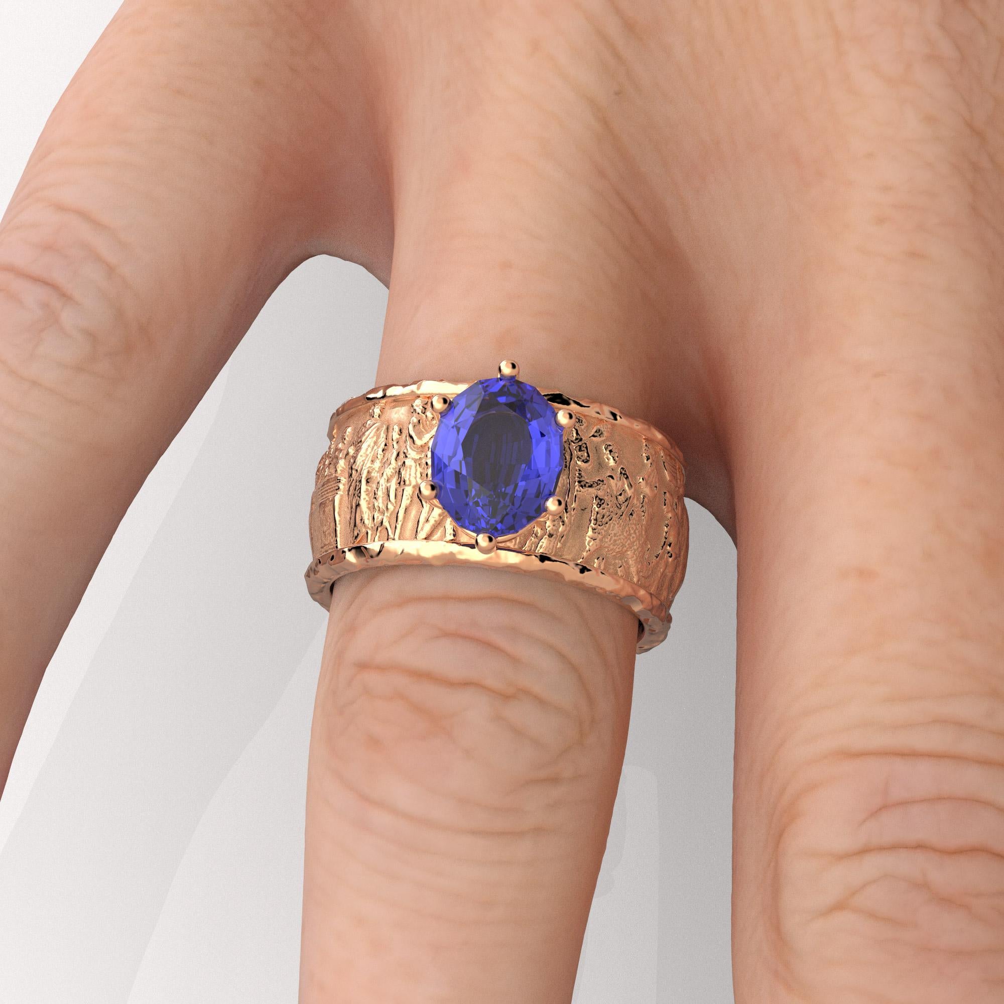 For Sale:  Tanzanite Gold Ring in 14k Solid Gold by Oltremare Gioielli Made in Italy 5