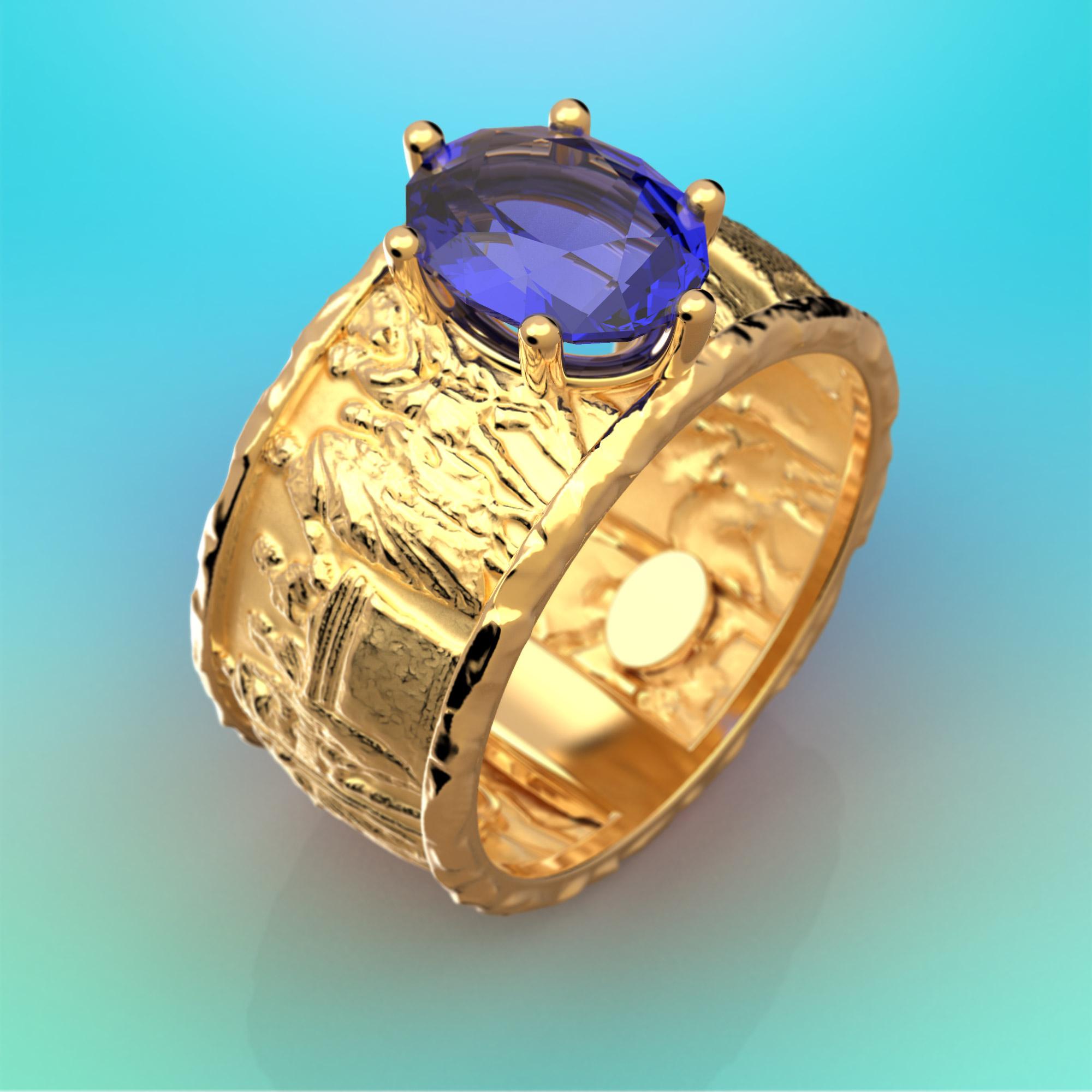 For Sale:  Tanzanite Gold Ring in 14k Solid Gold by Oltremare Gioielli Made in Italy 8