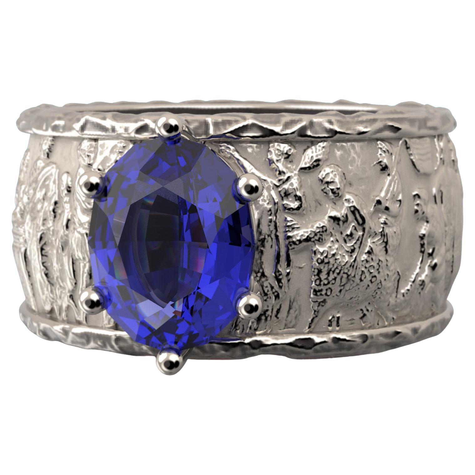 Bague en or massif 14 carats et tanzanite Oltremare Gioielli, fabriquée en Italie