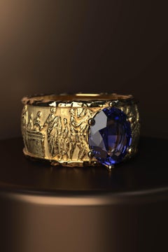 Tanzanite gold ring in 18k solid gold by Oltremare Gioielli made in Italy.
