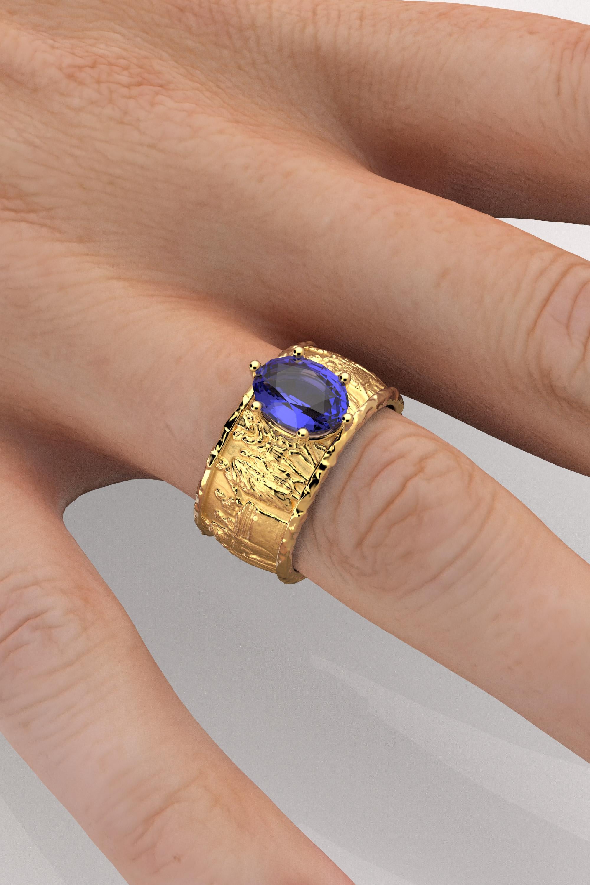 For Sale:  Tanzanite gold ring in 18k solid gold by Oltremare Gioielli made in Italy. 4