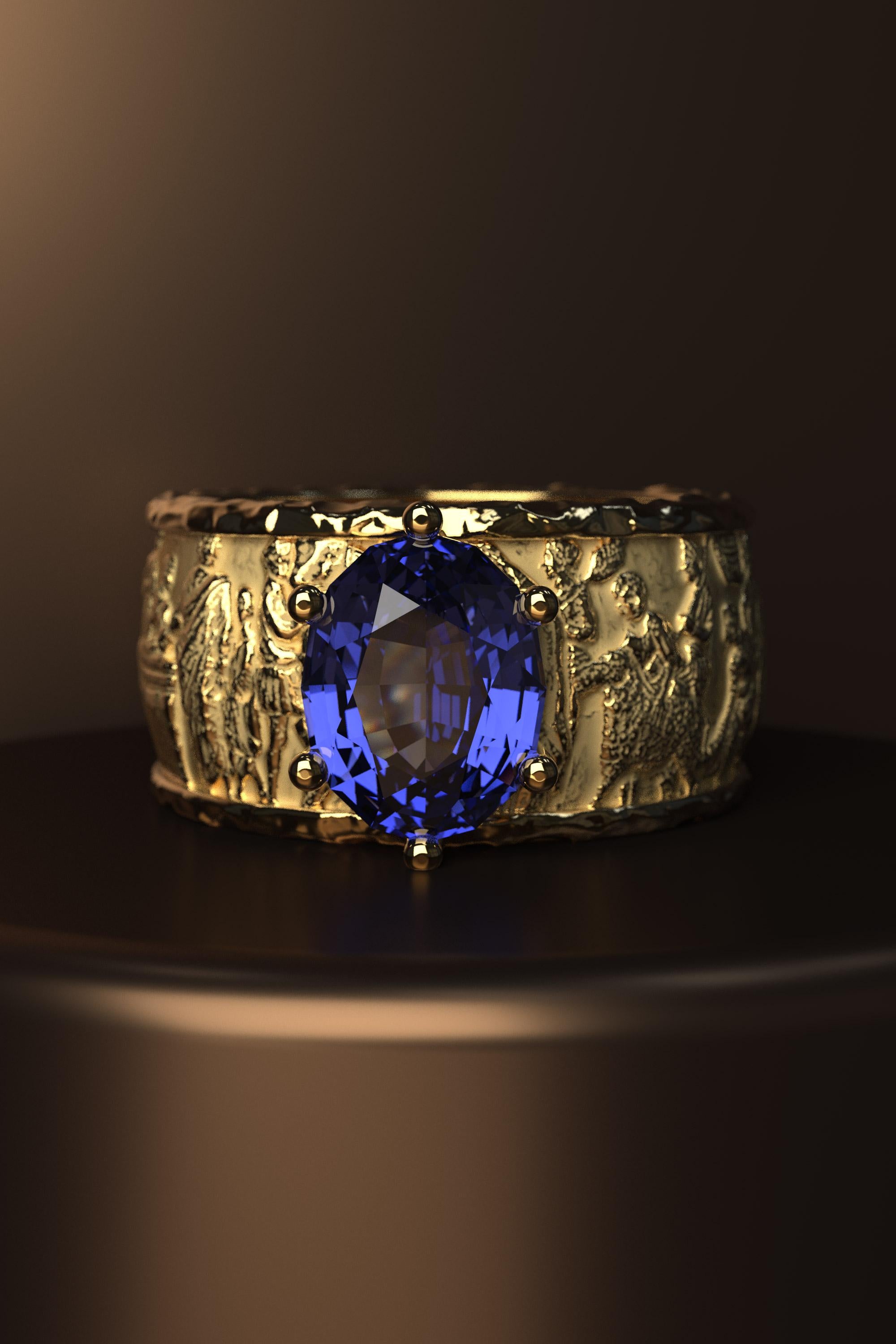 For Sale:  Tanzanite gold ring in 18k solid gold by Oltremare Gioielli made in Italy. 5