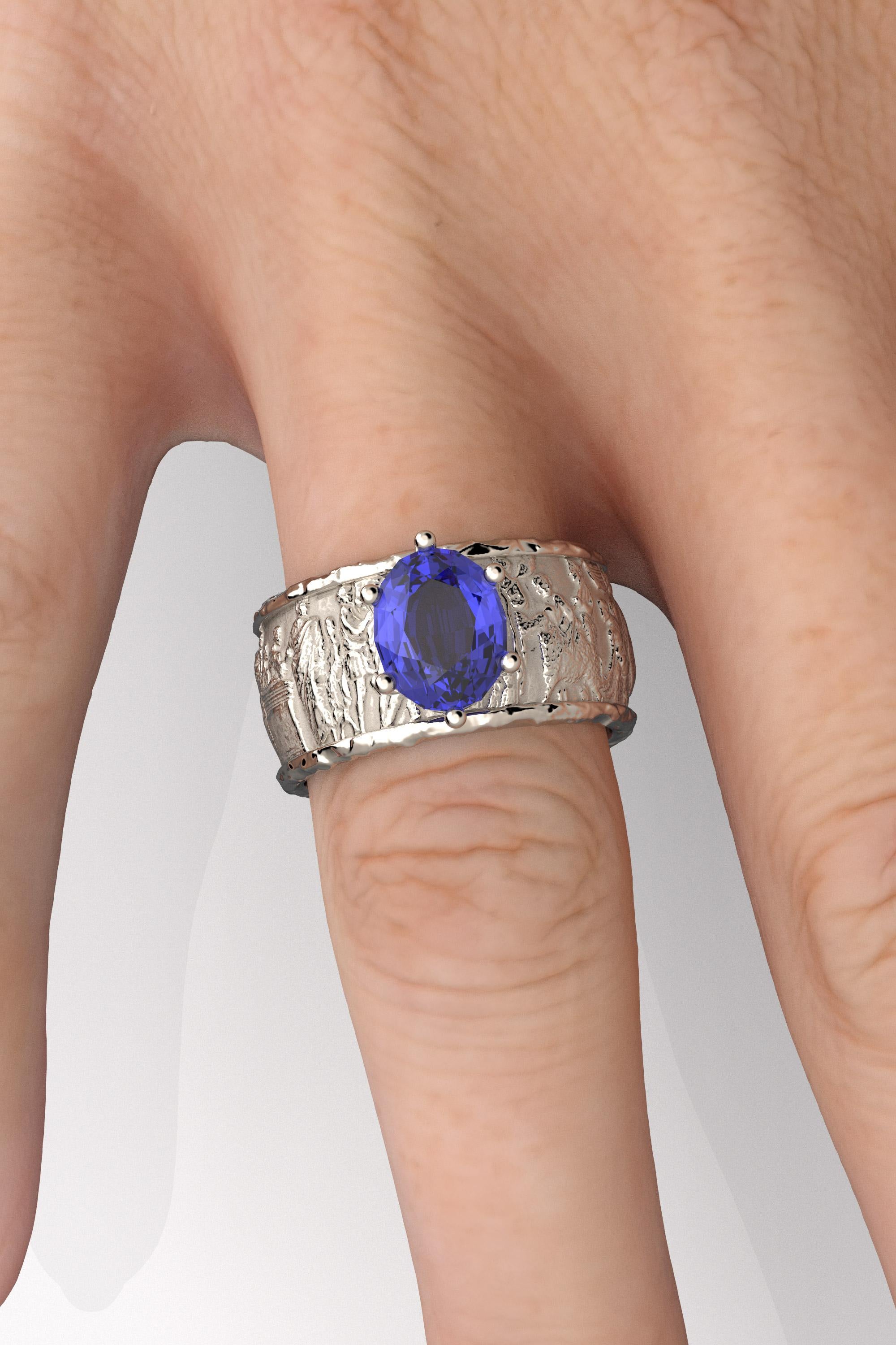 For Sale:  Tanzanite gold ring in 18k solid gold by Oltremare Gioielli made in Italy. 10